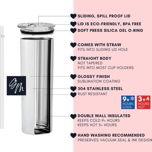 a picture of a stainless steel tumbler with instructions