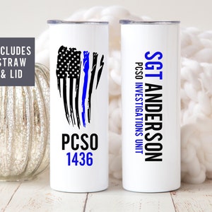 Police Officer Gifts, Deputy Sheriff Gifts, Law Enforcement Tumbler, LEO Gifts, Thin Blue Line Flag, Correctional Officer Tumbler Cop Gifts