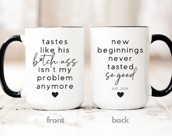 Funny Divorce Gift New Beginnings Mug, Breakup Gift, Clean Slate Cup, Motivation Tough Times You Got This Divorce Party Friend Support Gift