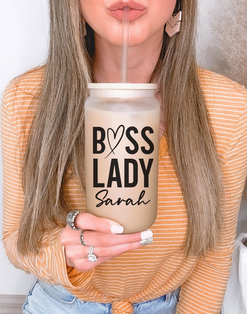 Boss Lady Iced Coffee Cup, Bosses Day Gift, Boss Babe Female Boss Appreciation, Boss Gift Women Small Business Owner, Girl Boss Manager Gift image 1
