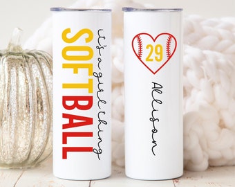 Softball Gifts for Girls Personalized, Softball Tumbler with Straw, Softball Girl Cup, Softball Team Gifts for Daughter, Gift for Players
