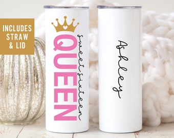 Sweet 16 Gifts for Girls Personalized, 16th Birthday Gift for Girl, Sweet Sixteen Gifts, Birthday Tumbler, Birthday Queen, Pink Sweet 16