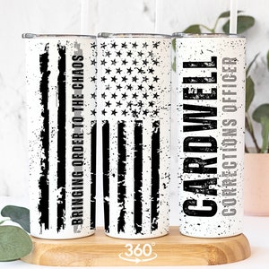 Personalized Corrections Officer Tumbler Cup, Corrections Officer Gifts, Correctional Officer Gifts, Custom Corrections Flag CO Gift Mug