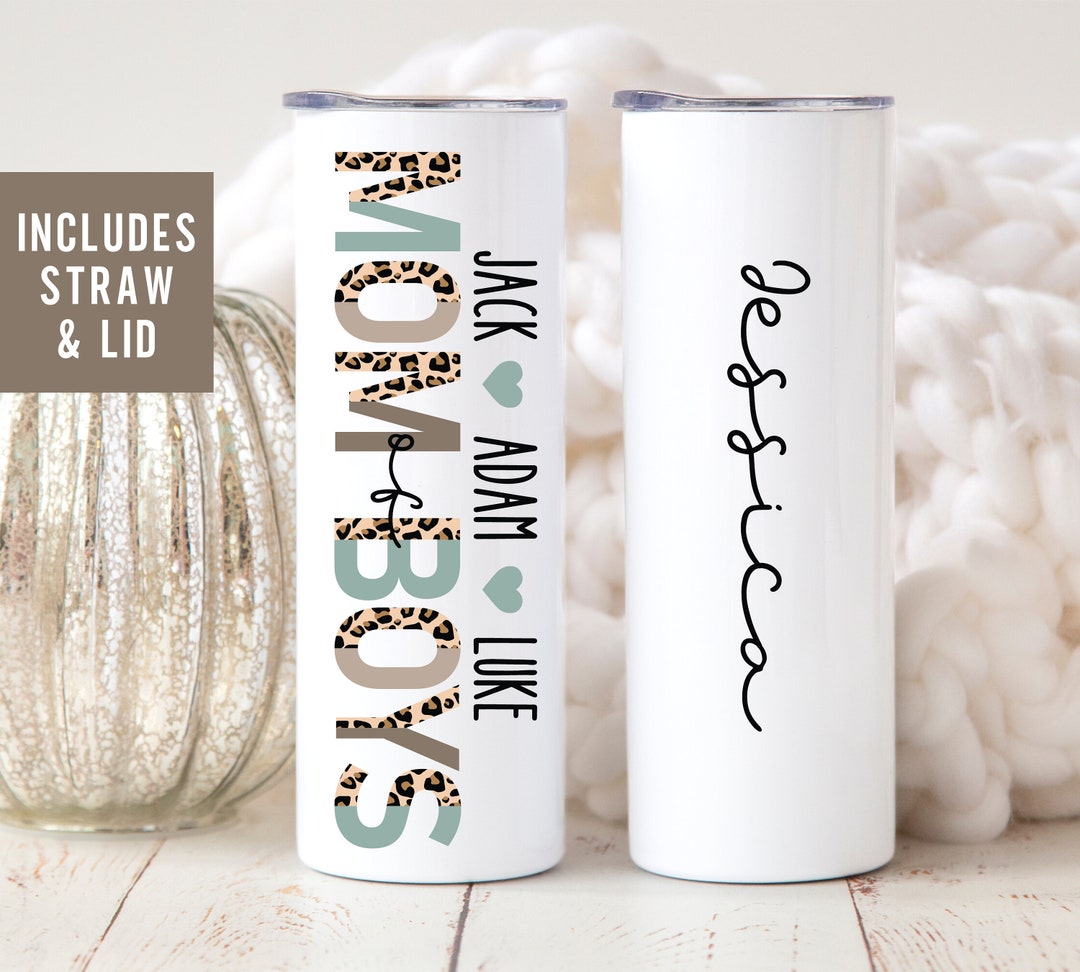 Boy Mom Tumbler, Mom Gift Personalized, Cheetah Print Boy Mama Tumbler