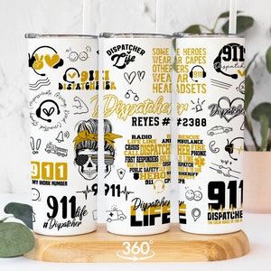 Telecommunications Week 911 Dispatcher Gifts, Telecommunicator Week Gifts for Police Dispatcher Gifts, 911 Tumbler Cup Dispatcher Messy Bun