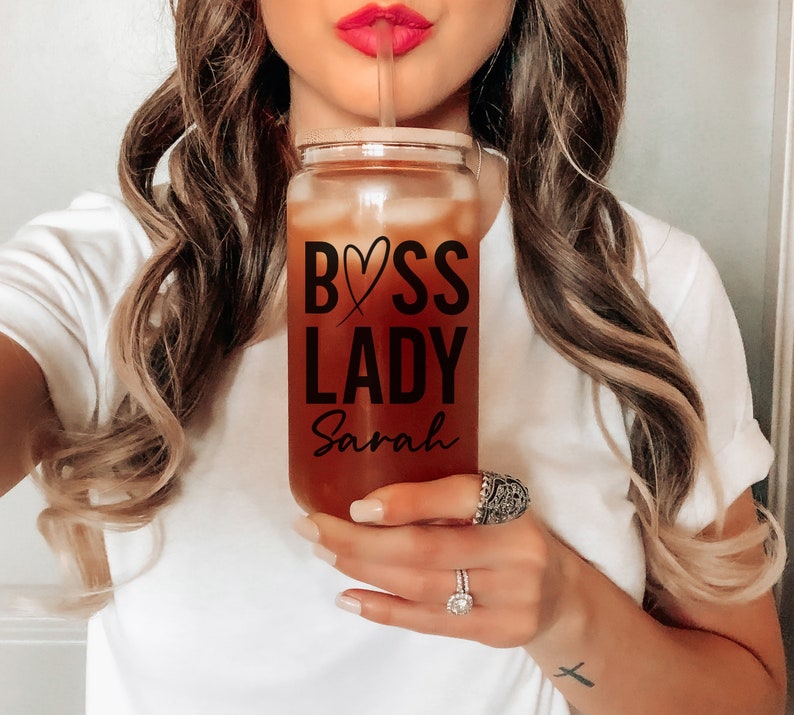Boss Lady Iced Coffee Cup, Bosses Day Gift, Boss Babe Female Boss Appreciation, Boss Gift Women Small Business Owner, Girl Boss Manager Gift image 3