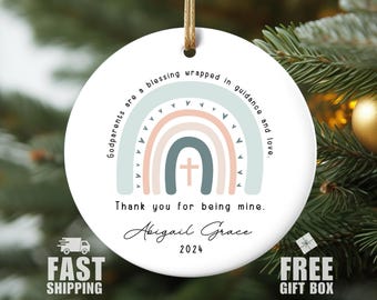 Personalized Godparent Ornament, Godmother Ornament, Godfather Christmas Ornament, Baptism Ornament from Godchild Gift, Christening Gifts