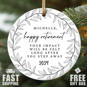 Personalized Happy Retirement Ornament Gift for Retired Woman, Retirement Christmas Ornament, Coworker Retirement Party Gift for Retiree