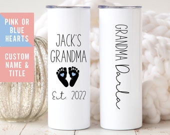 New Grandma Gift, First Time Grandma Tumbler, Personalized Gift, New Grandparents Gift, Pregnancy Announcement Est 2022 for First Grandchild