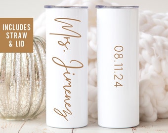 Bridal Shower Gift for Bride, Custom Mrs Tumbler Cup Fiance Gift, Future Mrs Gifts, Wedding Day Gift for Bride from Groom, Bachelorette Gift