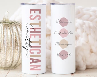 Personalized Esthetician Gifts Tumbler Cup, Licensed Esthetician Graduation Gift, Skin Therapist Beautician Gift, Skincare Specialist