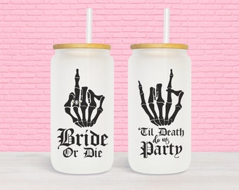 Bride or Die Bachelorette Party Gifts, Bride Cup with Straw, Funny Bridal Party Frosted Cups, Funny Bachelorette Party Favors Bridal Shower
