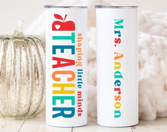 Retro Teacher Gifts, Shaping Little Minds Teacher Tumbler Cup, Pre-K Teacher Christmas Gifts, Gift for Teacher Cup, Daycare Teacher Gifts
