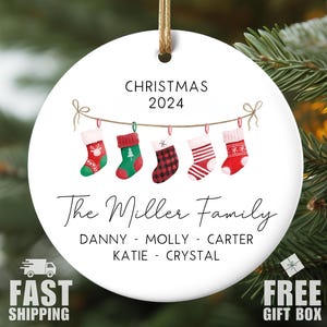 Personalized Family Stocking Ornament, Family of 3 Christmas Ornament, Family of 4 Christmas Ornament, Stockings Ornament with Family Names