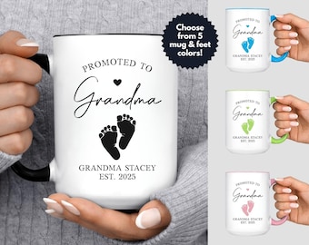 Promoted to Grandma Mug, Grandma Pregnancy Announcement Gift Coffee Cup, Grandma Est Mug, First Time Grandma Gifts, New Grandma to Be Gift