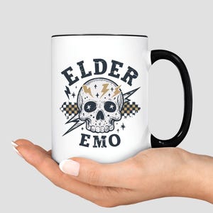 Elder Emo Mug Emo Scene Coffee Mug, Early 2000s Emo Gifts Nostalgia Gift, 90s Throwback Gothic Emo Elder Cup, Nostalgic Midwest Emo Mom Gift