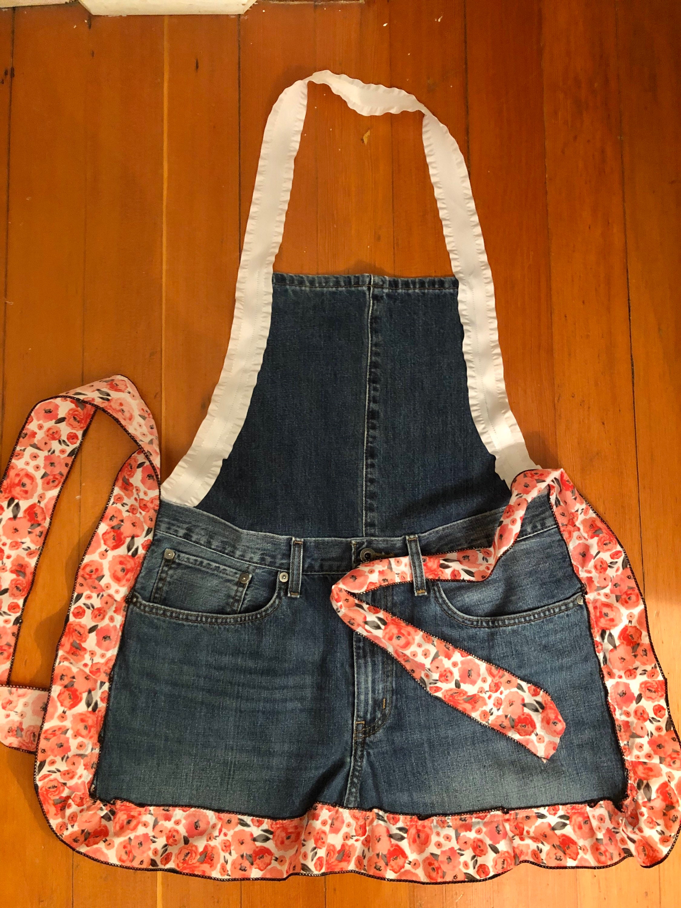 BlueJean apron with ruffles and built-in pockets. So | Etsy