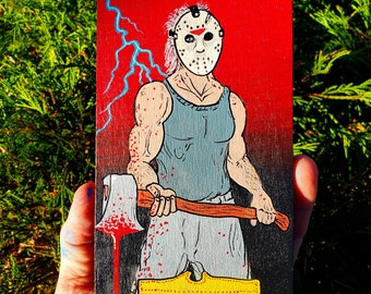 Hand painted unique Tarot Card Jason Vorrhees Friday the 13th Horror Movie
