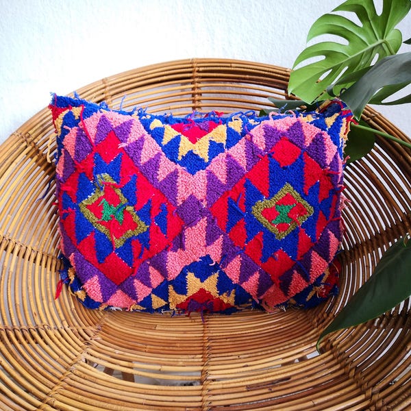 Handmade Berber Pillow Cover, Upcycled Sustainable, Boho Home Decor (50x30 cm)