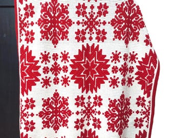 Schema per coperta all'uncinetto con mosaico sovrapposto Winter Spark