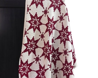 Schema per coperta all'uncinetto a mosaico di stelle: coperta natalizia (download digitale)