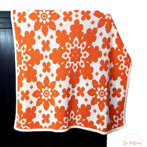 Spring Bliss Mosaic Crochet Throw, Overlay Mosaic Crochet Throw, Mosaic Crochet Blanket, Spring Summer Mosaic Crochet