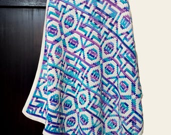 Schema per coperta all'uncinetto a mosaico, coperta Soft Pearls (schema PDF)