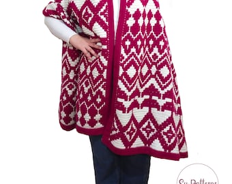 Schema per coprispalle all'uncinetto a mosaico: disegno sovrapposto (schema PDF)