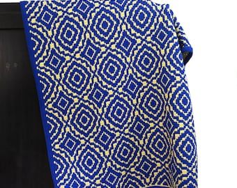 Schema per coperta all'uncinetto a mosaico: plaid geometrico, afgano, scialle (download digitale)