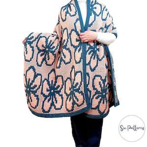 Jasmine Overlay Mosaic Crochet Wrap Pattern, Mosaic Crochet Shawl Pattern, Mosaic Crochet Blanket, Mosaic Crochet Throw