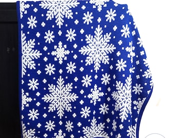 Schema per coperta all'uncinetto a mosaico innevato: coperta invernale (schema PDF)