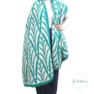 Leafy Mosaic Crochet Wrap Pattern: Overlay Shawl Throw (PDF Pattern)