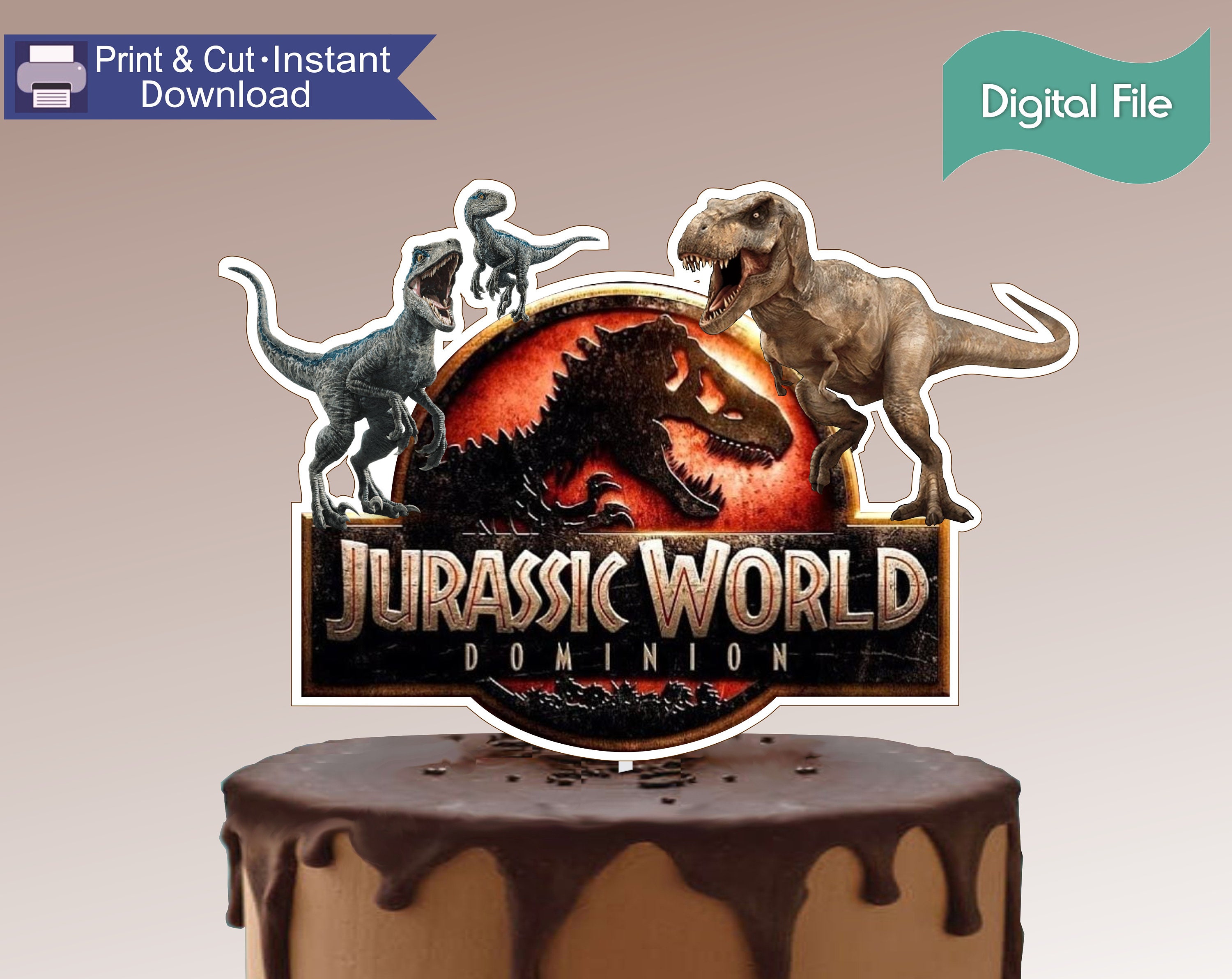 Jurassic World Dominion Printable Cake Topper Featuring Blue & - Etsy