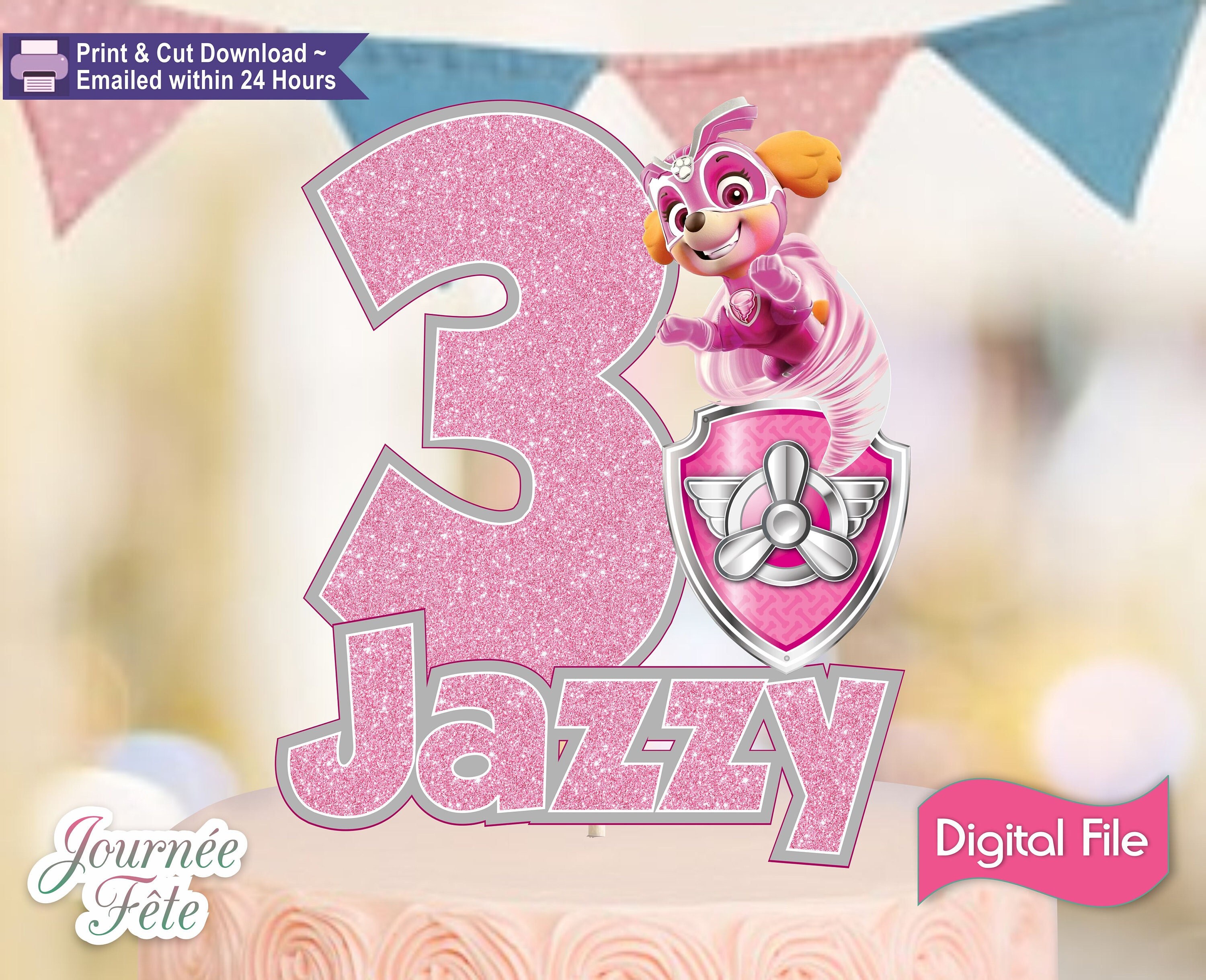 Paw Patrol Skye Personalized Printable Cake Topper Skye Paw Patrol ...