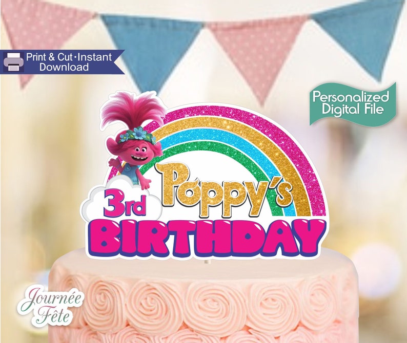 Trolls' Poppy Personalized Printable Cake Topper Poppy | Etsy