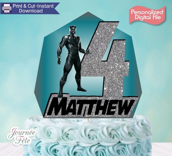 Black Panther Printable Cake Topper Personalized With Name