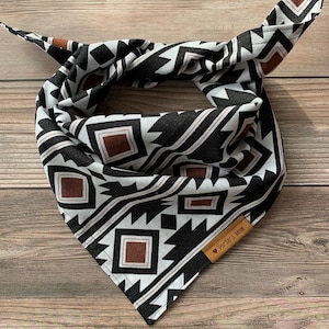 Bandana pour chien - « Rossi » - aztèque - blanc - noir - rouille - fait main - accessoires pour animaux de compagnie - bandana - chien