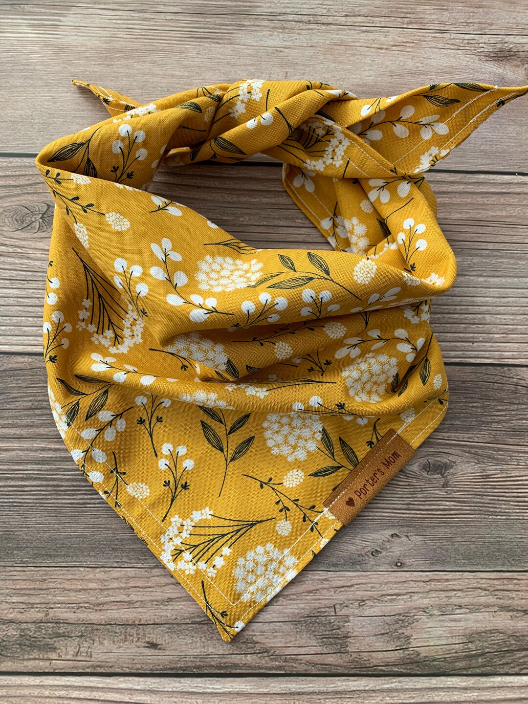Dog Bandana june Mustard Yellow White Floral Handmade Pet Accessories ...