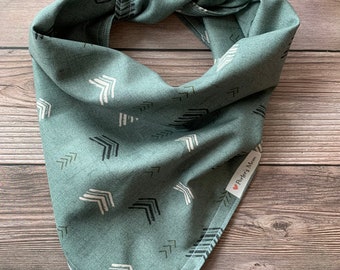 Dog Bandana - “Blake” - Green - Chevron - Arrow - Traditional Tie - Pet Accessories - Bandana