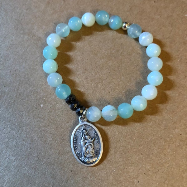 Stella Maris (Our Lady, Star of the Sea), Standard Size, Single BSBC Stretch Bracelet