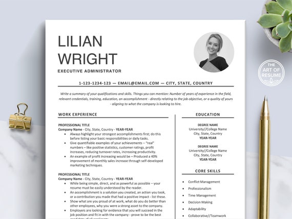 Resume Template CV Resume with Photo, CV Template with Photo, Clean Modern Resume Template, CV Template Word & Mac Pages, Curriculum Vitae