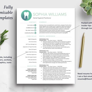 The Art of Resume | Professional Teal Dental Hygienist Dentist Resume Template Design Bundle | 1 Page Resume CV Format