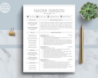 Resume Templates Bundle for Word, Pages, Mac, PC - Professional Resume Design - Executive CV (3 Page Resume) - Cover Letter - Simple Resume