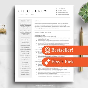 Two Column Resume Template for Word & Pages - Professional CV Template, Cover Letter Bundle, 1-3 pages - Job Template for Work - Best Resume