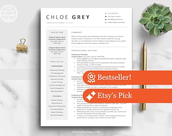 Two Column Resume Template for Word & Pages - Professional CV Template, Cover Letter Bundle, 1-3 pages - Job Template for Work - Best Resume