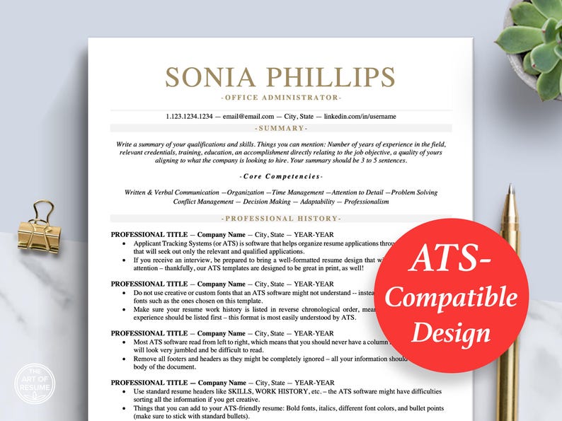 The Art of Resume Templates | ATS Resume CV Template Maker 3, Cover Letter, Reference Page, Mac, PC, A4 Paper, US size, Microsoft Word. Apple Pages, Google Docs, Chromebook