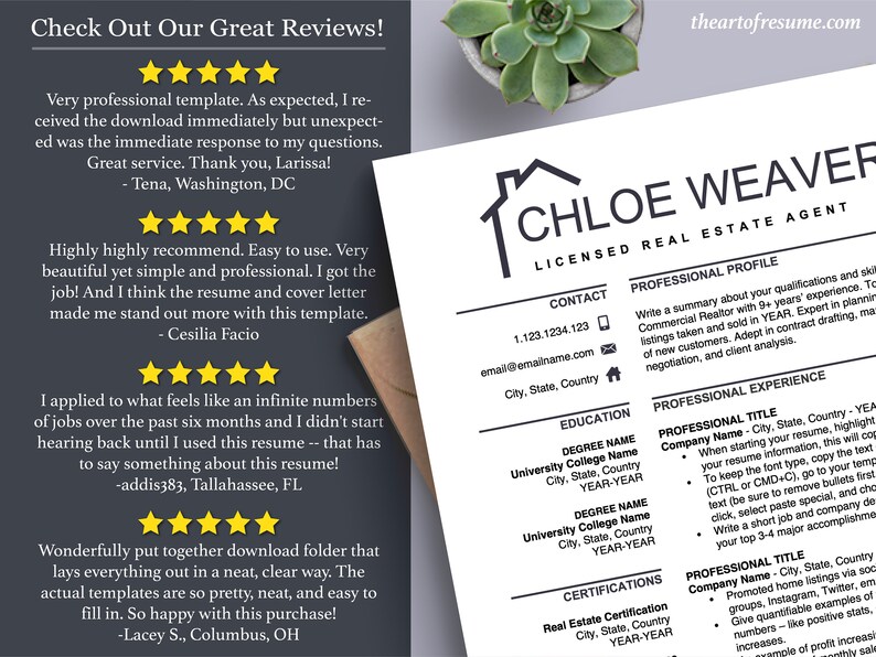 Realtor Resume Template for Word Apple Pages Real Estate Agent CV Realtor Resume Template for Word Apple Pages Real Estate Agent CV