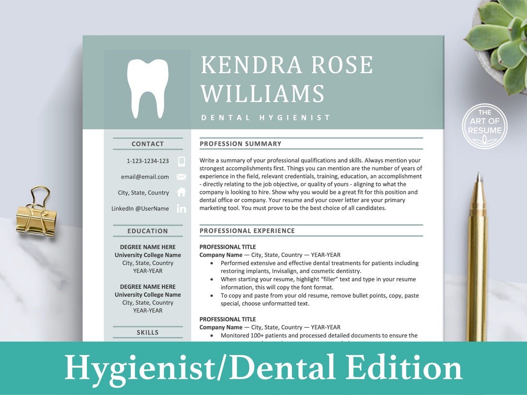 Dental Hygienist Resume Template, Dental Student Resume Template