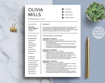Simple Resume Template for Word & Mac Pages | Basic Resume Template Design, Executive Resume + Free Cover Letter, Rush Simple Resume Builder