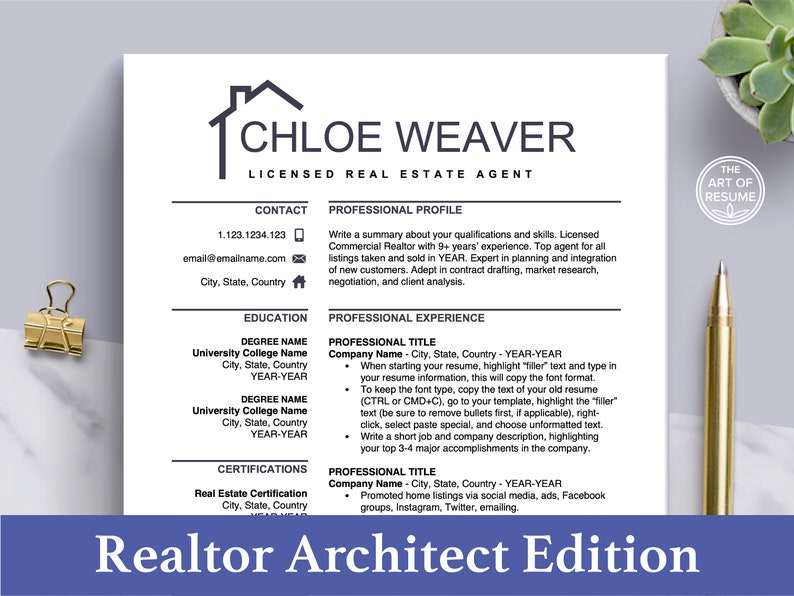 Realtor Resume Template for Word Apple Pages Real Estate Agent CV Realtor Resume Template for Word Apple Pages Real Estate Agent CV